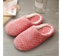 UJEDFHV Herren Hausschuhe Männer Hausschuhe Winter Plüsch Warme Hause Schuhe Frauen Pelz Slipper Innen Stille Komfort Boden Rutschen Schlafzimmer(Style3-dark pink,44-45(fit 43-44))