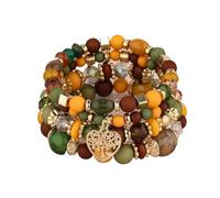 UJEDFHV Perlenarmbänder 4 Stücke Baum Des Lebens Herz Armband Set for Frauen Kunststoff Glas Perlen Kette Elastische Armreif Männer Party Schmuck(Color 8)