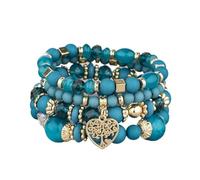 UJEDFHV Perlenarmbänder 4 Stücke Baum Des Lebens Herz Armband Set for Frauen Kunststoff Glas Perlen Kette Elastische Weibliche Partei Schmuck(Color 10)