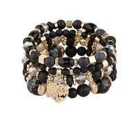 UJEDFHV Perlenarmbänder 4 Stücke Baum Des Lebens Herz Armband Set for Frauen Kunststoff Glas Perlen Kette Elastische Weibliche Partei Schmuck(Color 03)