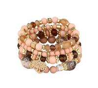 UJEDFHV Perlenarmbänder 4 Stücke Baum Des Lebens Herz Armband Set for Frauen Kunststoff Glas Perlen Kette Elastische Armreif Männer Party Schmuck(Color 12)