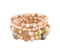 UJEDFHV Perlenarmbänder 4 Stücke Baum Des Lebens Herz Armband Set for Frauen Kunststoff Glas Perlen Kette Elastische Weibliche Partei Schmuck(Color 11)