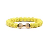 UJEDFHV Perlenarmbänder Naturstein Armband Männer Perlen Charme Hantel Strang Armbänder Frauen Langhantel Fitness Schmuck(Yellow Gold Color)