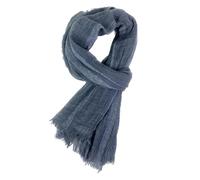 UJEDFHV Schal aus Baumwollleinen Baumwolle Leinen Herren Schal Unisex Stil Gestreifte Schals Herbst Winter Warme Pashmina Männliche Accessoires(Dark Blue)