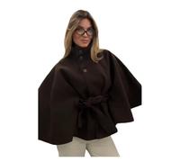 UJEDFHV Wollmantel Damen Woll Einreiher Gürtel Mantel Frauen Stehkragen Lose Vintage Hülse Pendeln Jacke(Brown,L)