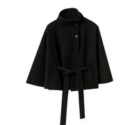 UJEDFHV Wollmantel Damen Woll Einreiher Gürtel Mantel Frauen Stehkragen Lose Vintage Hülse Pendeln Jacke(Color3,S)