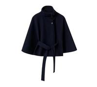 UJEDFHV Wollmantel Damen Woll Einreiher Gürtel Mantel Frauen Stehkragen Lose Vintage Hülse Pendeln Jacke(Dark blue,M)