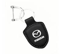 UJEOOWKM Auto Schlüsselanhänger für Mazda CX3 56mm,Leder Schlüsselring Keyring Keychain Schlüsselabdeckung Autozubehör,A-Black