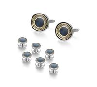 UJOY Manschettenknöpfe, Krawatten, Smoking, Schlüsselanhänger, Schmuck-Set für Herren mit Geschenkbox, 8pcs Studs Set Royal Blue & Goldline, Messing, Messing