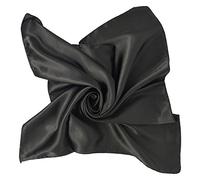 UK_Stone Damen Bandana Kopftuch Seidenschal Seidentuch Halstuch Nickituch 100% Seide Multifunktion Schal Unifarben 50 x 50cm, Schwarz