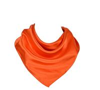 UK_Stone Damen Bandana Kopftuch Seidenschal Seidentuch Halstuch Nickituch 100% Seide Multifunktion Schal Unifarben 50 x 50cm, Orange