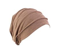 UK_Stone Damen Unifarben Baumwolle Ethnisch Turban Mütze Chemo Kopftücher Haarverlust Kopfbedeckung (1 Stück Braun)