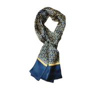 UK_Stone Halstuch Herren 100% Seide Schal Vintage Pattern Seidenschal Herrenschal, (Schmale Kariert Pattern Dunkelblau)