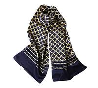 UK_Stone Klassisch Seidenschal Bambus Blogger Karo Kariert Halstuch Herren Schal Blau