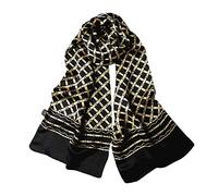 UK_Stone Klassisch Seidenschal Bambus Blogger Karo Kariert Halstuch Herren Schal Schwarz