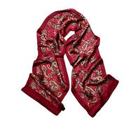 UK_Stone Klassisch Seidenschal Groß Paisley Blumen Halstuch Herren Schal Weinrot