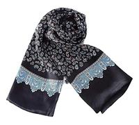 UK_Stone Klassisch Seidenschal Paisley Blumen Halstuch Herren Schal Schwarz