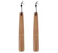 UKCOCO 2 Stück Holz Schuhlöffel mit Rindsleder Hängeband 26cm Schuhanzieher Hilfsmittel zum Bequemen Anziehen von Schuhen für Zuhause
