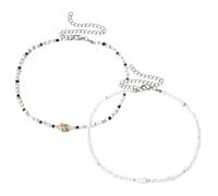 UKCOCO 2 Stück Perlenchoker Halskette mit Muscheln Verstellbare Strandhalskette für Teenager Mädchen Sommerlicher Schmuck