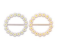 UKCOCO 2 Stück Runde Seidenschal Schnallen aus Metall Glatte Kanten Modische Gänseblümchen Broschen für Damen Vielseitiger Schal und Kleiderclip für Festliche Anlässe