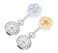 UKCOCO 2stücke Krankenschwesteruhr Einziehbare Taschenuhr Mit Clip Blumenmuster Für Pflegekräfte Hochwertige Tragbare Pocket Watch Für Ärzte Und Studenten Praktisch Und Stilvoll