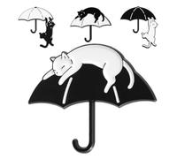 UKCOCO 4stücke Teiliges Niedliche Katzenbroschen aus Langlebiger Legierung Kreative Regenschirm katzen anstecknadeln als Modische Kleidung Dekoration für Damen Vielseitige