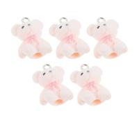 UKCOCO 5 Stück Teiliges Mini Bären Anhänger aus Harz Süße DIY Schmuck Charms in Zartem Rosa Leichte Tierform für Kreative Schmuckherstellung und Ohrschmuck Basteln