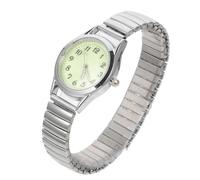 UKCOCO Digitale Armbanduhr, lässig, leuchtend, Kristall, rötlich, elastisches Band, dekorative Armbanduhr für Damen, ältere Mädchen, 9. 5 x 4 C, silber, 9.5X3CM, Fashion