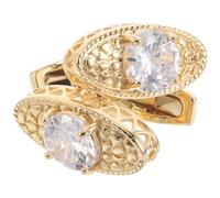 UKCOCO Manschettenknöpfe und Verbesserung des Business Looks mit Zirkonia Elegante Goldene aus Kupfer 2 Stück Französischer Stil Bequem für Herren bei Geschäftstreffen