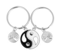 UKCOCO Paar Schlüsselanhänger Yin Yang aus Edelstahl 1 Paar Silber