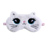 UKCOCO Schlafmaske Plüsch Katzen Augenbinde Weiß Leichte Dehnbare Augenmaske für Nickerchen Reisen und Mittagspause Hautfreundlich und Lichtblockierend