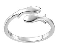 UKCOCO Stylischer Damenring Silber Offen Verstellbar Feiner Zarter Fingerring mit Matter Textur Modischer Ringschmuck für Alltag und Party
