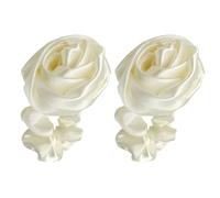 UKCOCO Vintage Rosen Haargummis 2 Stück Elastische Stoff Scrunchies Weiß Flexibler Haarschmuck für Mädchen und Damen Mehrfach Verwendbar und Pflegeleicht
