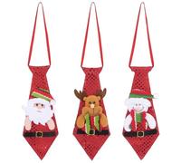 UKCOCO Weihnachtskrawatten für Kinder: 3 Stück Weihnachtskrawatten Lustige Pailletten mit Weihnachtsmann-schneemann-elch-muster Elastisches Band-design für Damen, Herren Und Kinder