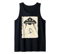 Ukiyo-e Stil UFO Entführung niedliche Katze Tinte Kunst Malerei Tank Top
