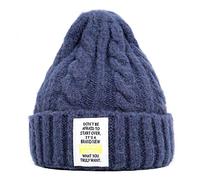 UKKD Strickmütze Winter-Hut Für Frauen-Warmer Kaschmir Gestrickte Mützen Mode Soft-Cap Damen Wolle Beanie Slouchy Baumwolle Hüte,Marine
