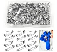 UKOFEW 120 Stück Broschennadeln,Silber Sicherheitsnadeln Verschlussnadeln Rücken Stangennadeln für Schmuck und Kunsthandwerk (20 mm)