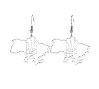 Ukraine Karte Ohrringe Wappen der Ukraine Dreizack Symbol Patriotisches Geschenk Ukraine Souvenir Ukraine Name Gebet Schmuck Frauen (Ukrainischer Dreizack silber)