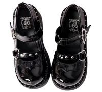 Ulalaza Damen Mary Jane Plateau Pumps Schuhe Sweet Toe Knöchel Lolita Gothic Chunky Plateauschuhe Lackleder Kleid Schuhe 40 EU Black