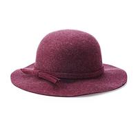 Ulalaza Damen Winter Wolle Filz Cloche Hut mit breitem Rand, Retro Vintage Stil, Einstellbarer Riemen, Passt zu Alltag und Anlässen, Purple