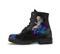 Ulalaza Frauen Goth Plattform Knöchelstiefel mit Fledermausflügelschnallen klobige Blockschuhe runden Zehen Reißverschluss Punk Motorrad -Kampfstiefel Comfy Short Gothic Booties