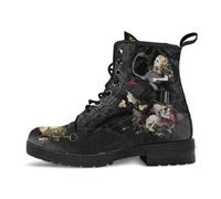 Ulalaza Frauen Goth Plattform Knöchelstiefel mit Fledermausflügelschnallen klobige Blockschuhe runden Zehen Reißverschluss Punk Motorrad -Kampfstiefel Comfy Short Gothic Booties