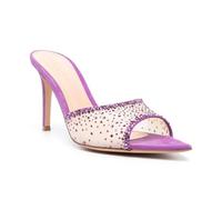 Ulalaza Frauen PVC klare Sandalen transparent Stiletto sexy Strassbugfäster Offener Knöchelriemen Stiletto funkeln