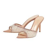 Ulalaza Frauen PVC klare Sandalen transparent Stiletto sexy Strassbugfäster Offener Knöchelriemen Stiletto funkeln