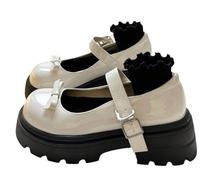 Ulalaza Vintage Mary Jane Comfort Chunky Platform Loafers Classic Mid Heel Lace Up Zipper Round Toe Slip On Uniform Dress Shoes Brogues Oxfords Fashion