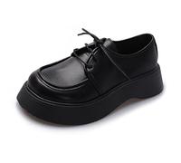 Ulalaza Vintage Mary Jane Comfort Chunky Platform Loafers Classic Mid Heel Lace Up Zipper Round Toe Slip On Uniform Dress Shoes Brogues Oxfords Fashion