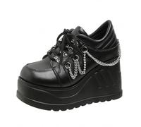 Ulalaza Vintage Mary Jane Comfort Chunky Platform Loafers Classic Mid Heel Lace Up Zipper Round Toe Slip On Uniform Dress Shoes Brogues Oxfords Fashion