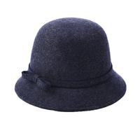 Ulalaza Wolle Filz Cloche Hut Winter Wide Brim Retro Blume Bowknot Vintage Eimer Floppy für Frauen