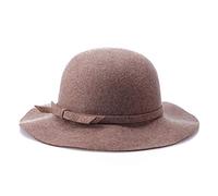 Ulalaza Wolle Filz Cloche Hut Winter Wide Brim Retro Blume Bowknot Vintage Eimer Hut Floppy Hut für Damen