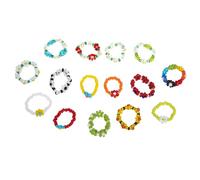 ULDIGI 15 Stück Teiliges Blumenperlenringe für Teenager Mädchen Elastische Bunte Blumenschmuck Fingerringe Modische Ästhetische Ringe für Frauen und Mädchen